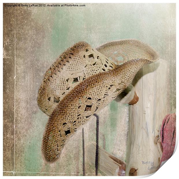 Cowgirl Straw Hat Print by Betty LaRue