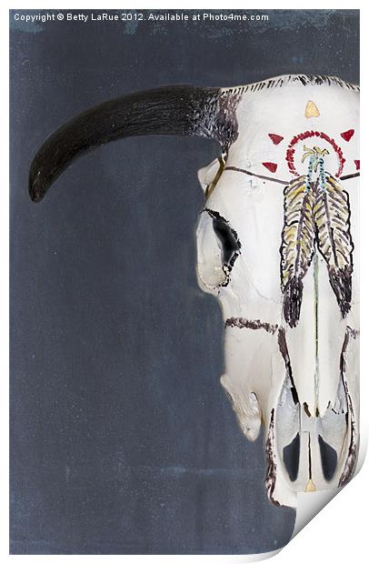 American Indian Painted Cow Skull Print by Betty LaRue