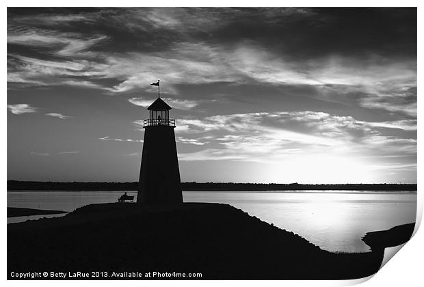 Lighthouse in Black and White Print by Betty LaRue