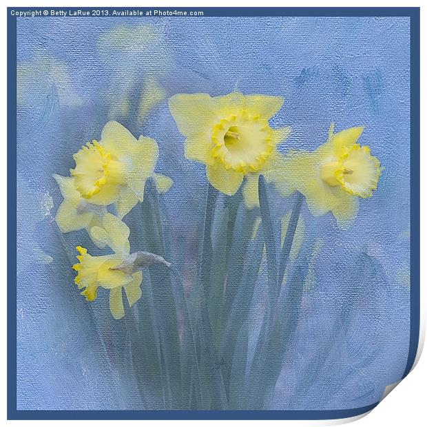 Daffodils in Blue Print by Betty LaRue