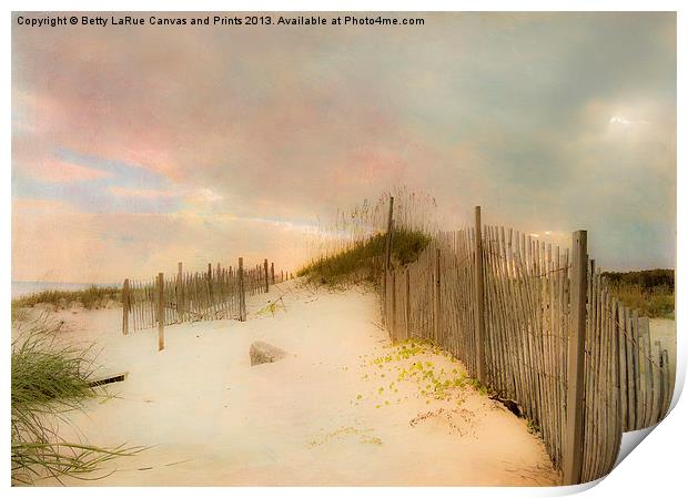 Sunrise on the beach Print by Betty LaRue