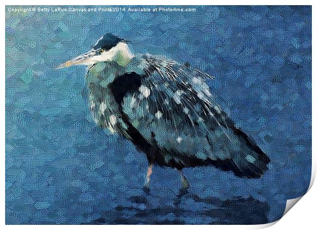 Abstract Great Blue Heron Print by Betty LaRue