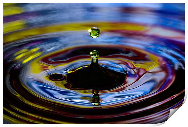 Bouncing droplets of colour Print by Andrew Lee