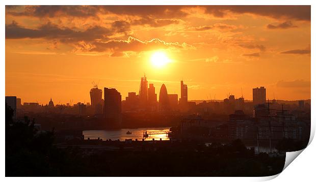 Sunset over City of London Print by Rob  Powell
