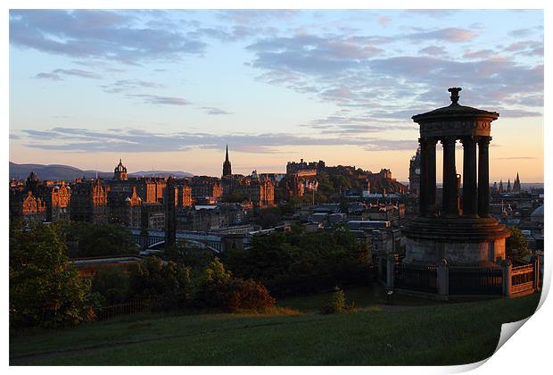 Edinburgh skyline at sunset Print by James Marsden
