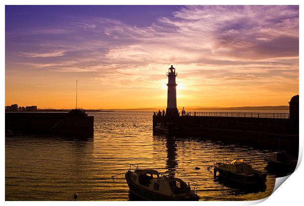 Newhaven harbour Edinburgh lighthouse Print by James Marsden