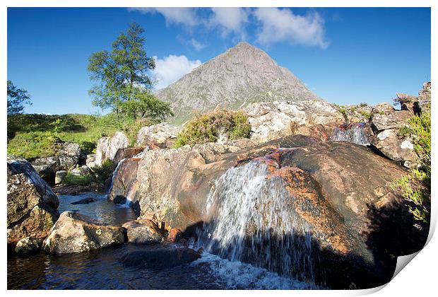 Buachaille Etive Mor waterfall  Print by James Marsden