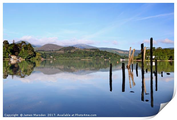 Derwentwater broken jetty Print by James Marsden