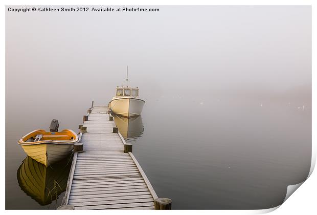 Frosted jetty in mist Print by Kathleen Smith (kbhsphoto)