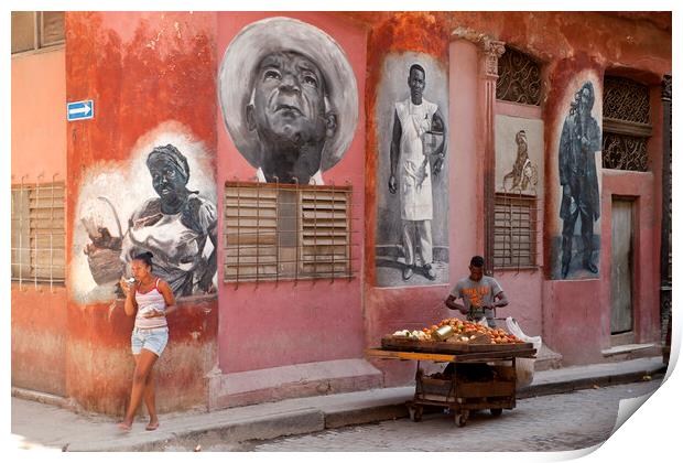 murals in Havana Print by peter schickert