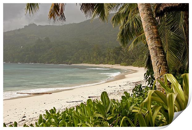 Beach Anse Takamaka Seychelles Print by peter schickert