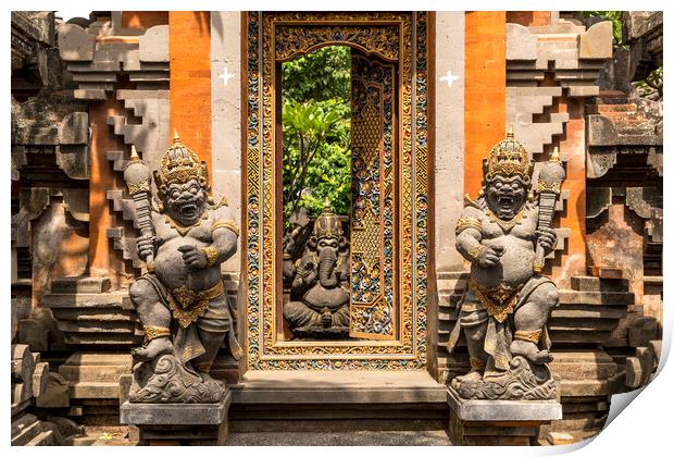  Demon Statues, Ubud, Bali Print by peter schickert