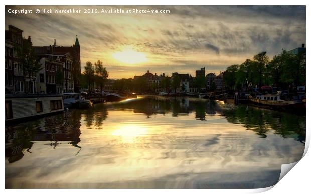 Sunset in Amsterdam Print by Nick Wardekker