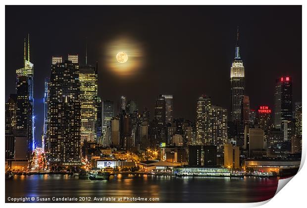 Super Moon Over NYC Print by Susan Candelario