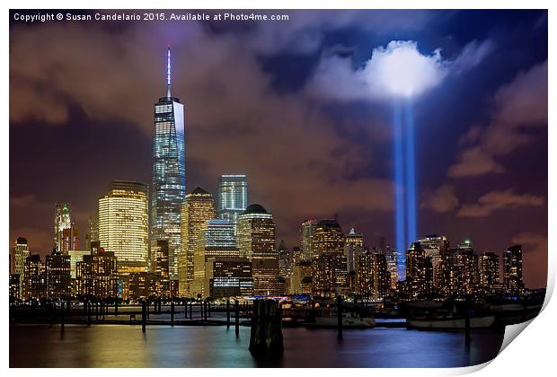 WTC Tribute In Lights NYC Print by Susan Candelario