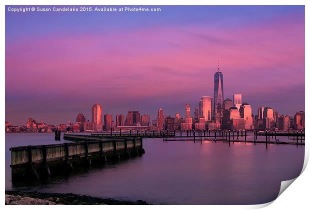 The sunsets at One World Trade Center Print by Susan Candelario