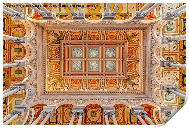 Library Of Congress Main Hall Ceiling Print by Susan Candelario