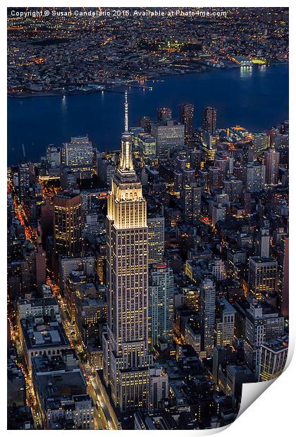 Empire State Building Aerial View Print by Susan Candelario