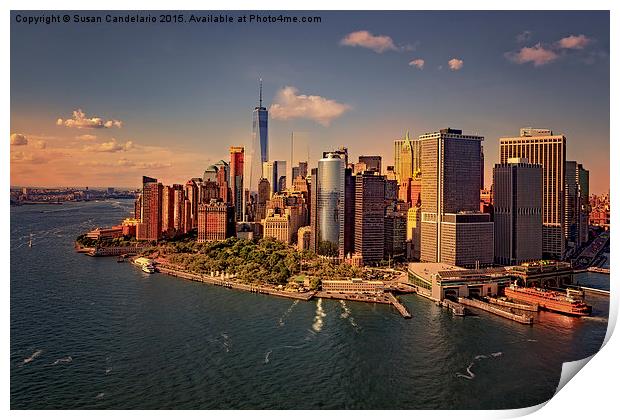 Lower Manhattan Aerial View Print by Susan Candelario