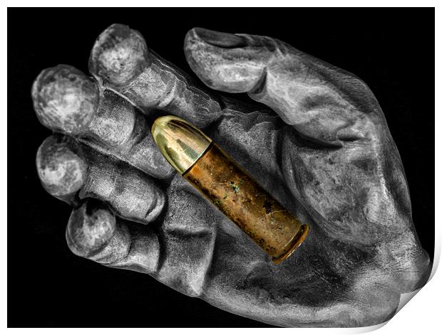 Bullet in hand Print by Jonathan Thirkell