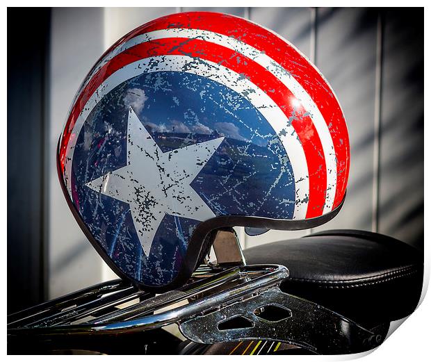 US Motorcycle helmet Print by Jonathan Thirkell