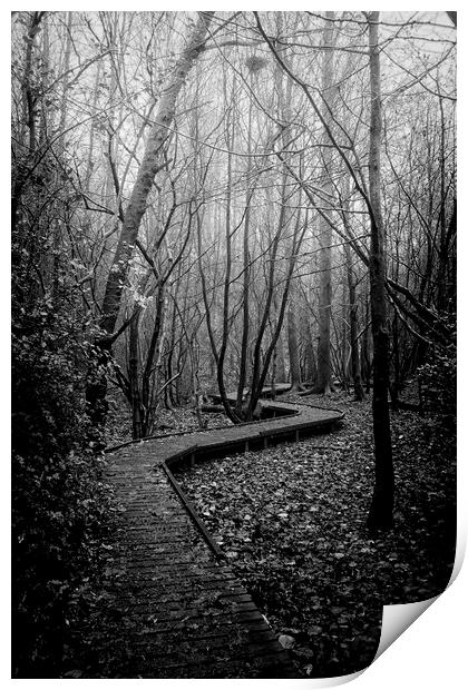 Moses Gate Foggy Walk Monochrome Moses Gate Bolton Print by Jonathan Thirkell
