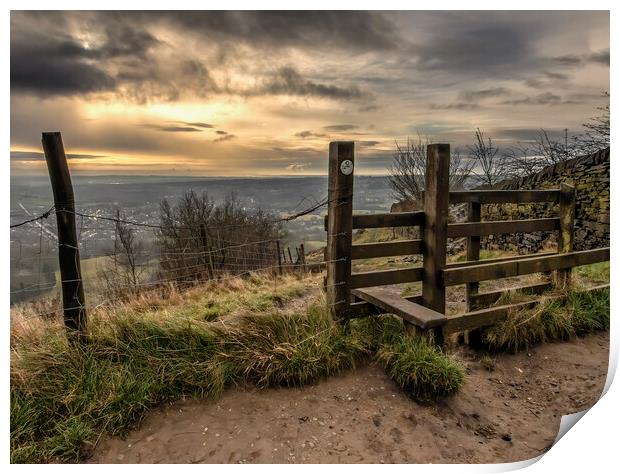View from Peel Tower Holcombe Hill Ramsbottom Bury Print by Jonathan Thirkell