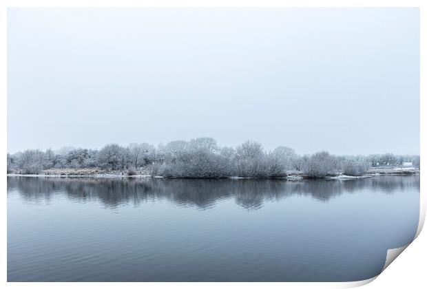 Elton Reservoir Bury Snowy Reflection Print by Jonathan Thirkell