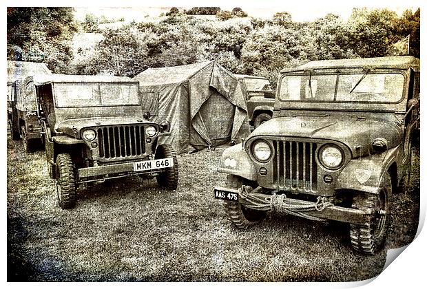 World War II Jeeps and Camp Print by Jay Lethbridge
