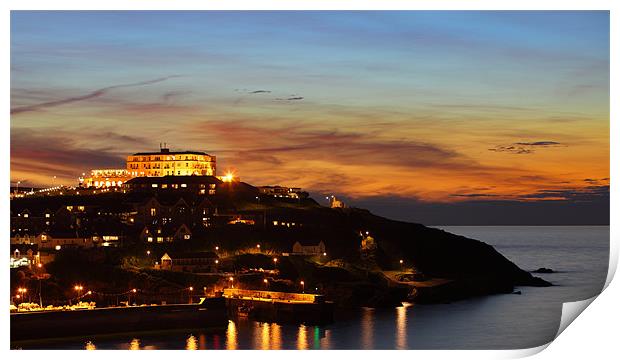 Newquay Harbor at Night Print by Nicholas Burningham