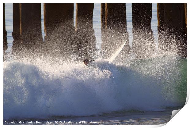 Surfer Wipe Out Print by Nicholas Burningham