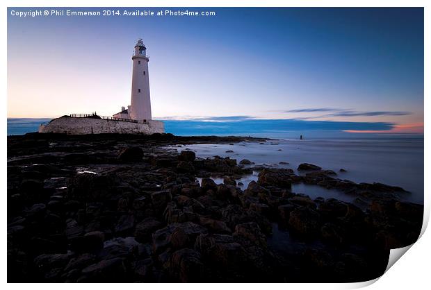 St Marys Lighthouse & Rocks Print by Phil Emmerson