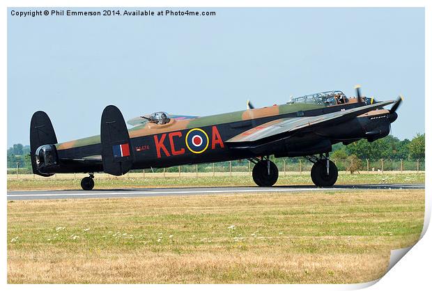  Lancaster bomber of the Battle of Britain Memoria Print by Phil Emmerson