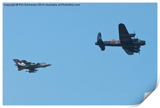  Lancaster and Tornado GR4 from 617 Sqn Print by Phil Emmerson