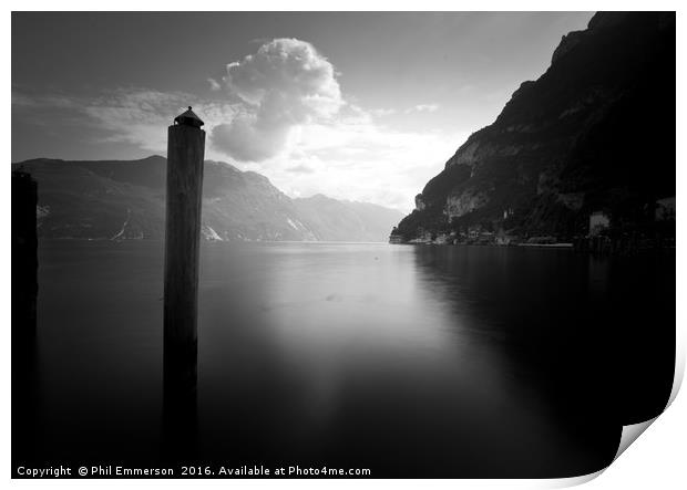 Lake Garda Mono Print by Phil Emmerson