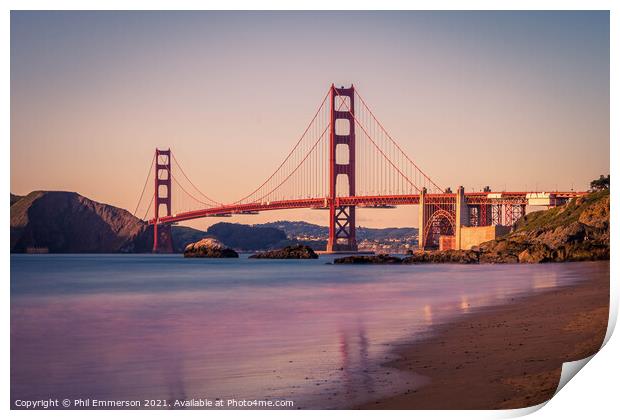 Golden Gate Sunset Print by Phil Emmerson