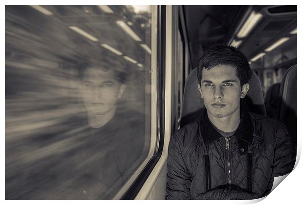 Man on a train Print by Jonny Essex