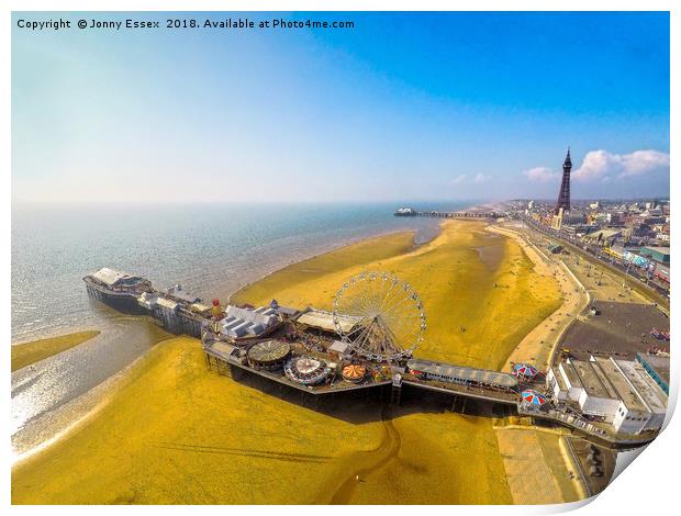 Blackpool Pleasure Beach and Tower, Aerial View Print by Jonny Essex