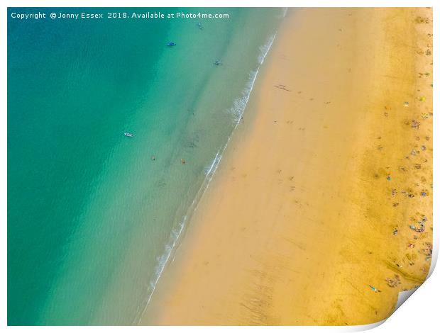 Aerial view of St Ives, Carbis Bay, Cornwall No4 Print by Jonny Essex