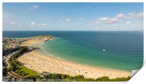 Aerial photo of Carbis bay in the stunning St Ives Print by Jonny Essex