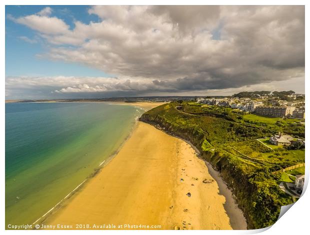 Aerial view of St Ives, Carbis Bay, Cornwall No5 Print by Jonny Essex