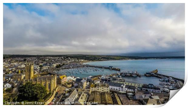 Beautiful Aerial view of Penzance and the harbour Print by Jonny Essex