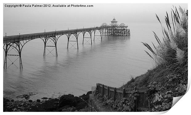 Clevedon Pier in black/white Print by Paula Palmer canvas