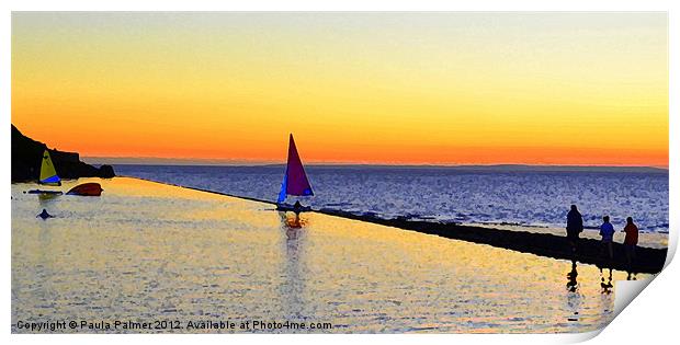 Man overboard in the sunset! Print by Paula Palmer canvas