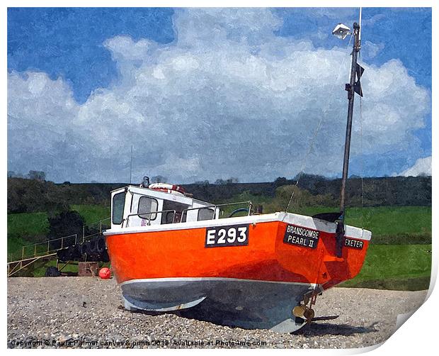 Beached boat at Branscombe 3 Print by Paula Palmer canvas