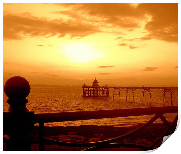 Sunset over Clevedon Pier Print by Paula Palmer canvas