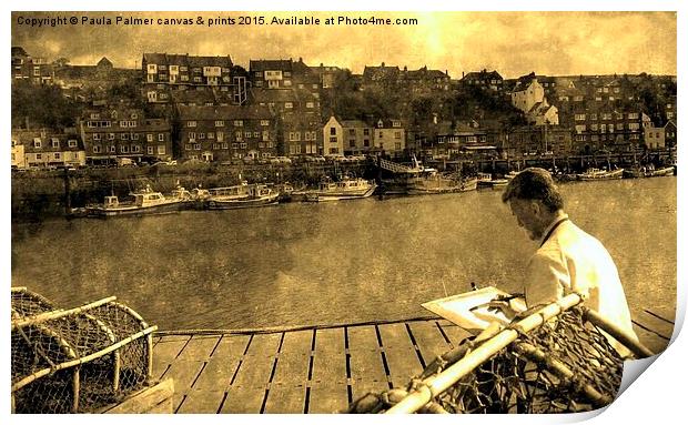  Artist at work In Whitby,Yorkshire Print by Paula Palmer canvas