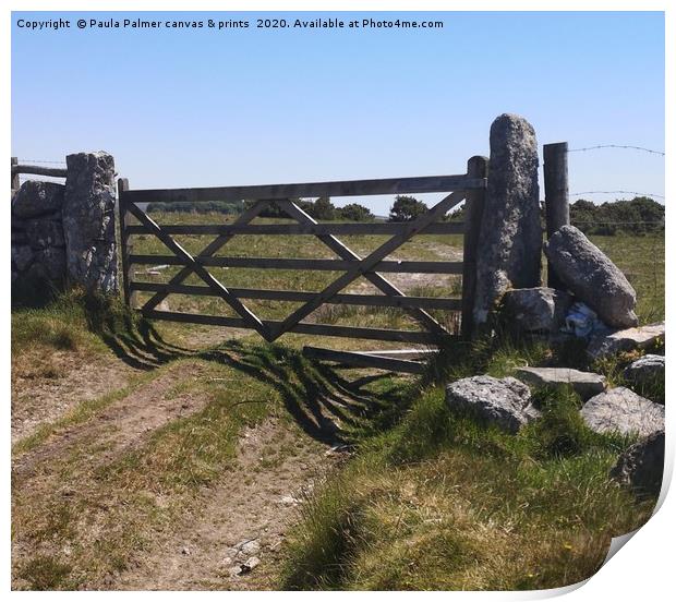 Five bar gate on Dartmoor National Park  Print by Paula Palmer canvas