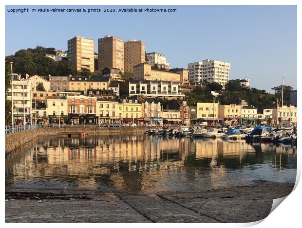Torquay Harbour reflections Print by Paula Palmer canvas