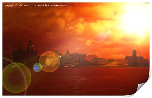 Liverpool Waterfront Skyline (Digital Art)  Print by John Wain